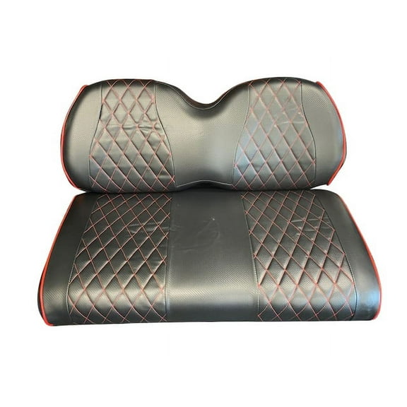 EZGO TXT/RXV & Club Car DS Front Seat Covers | Diamond Stitching |BLACK&REDSTITCHING|
