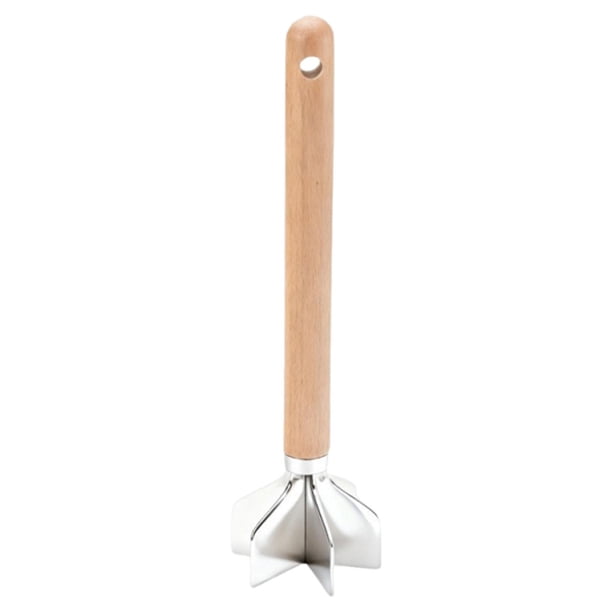 Triturador de Carne Prensador de Papas Triturador de Alimentos Picador Ergonómico Mango de Madera Acero Inoxidable Duradero Adecuado para Preparación de Comidas 28cmx7cm