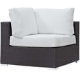 thumbnail image 4 of Contemporary Modern Urban Designer Outdoor Patio Balcony Garden Furniture Lounge Sofa, Chair and Coffee Table Fire Pit Set, Fabric Rattan Wicker, White, 4 of 8