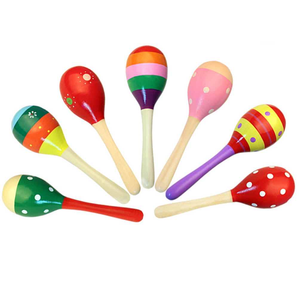 10Pcs Wooden Maracas Baby Child Musical Instrument Rattle Shaker Party Toys 