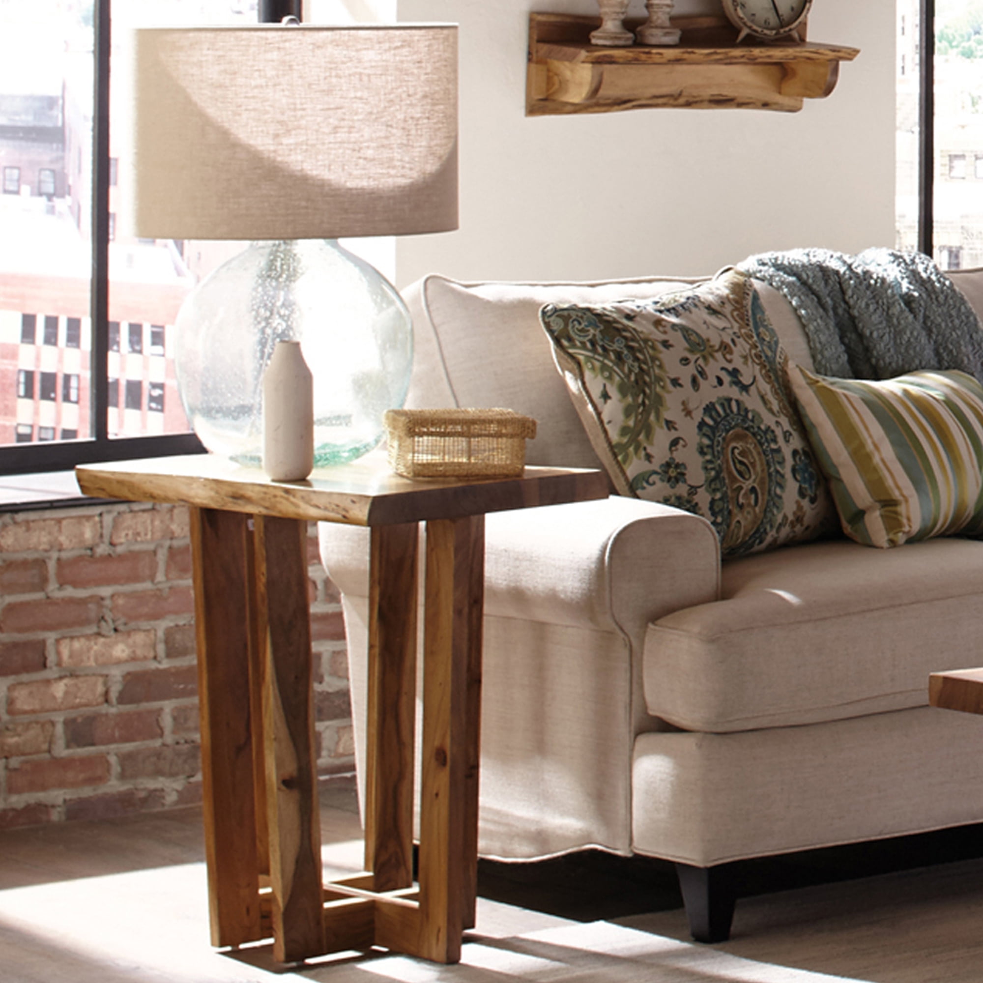 Alaterre Furniture Berkshire Natural Live Edge Wood End Table