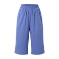 thumbnail image 3 of Capri Pants for Women 2025 Summer Elastic Waist Straight Leg Loose Linen Capris with Pockets Womens Cropped Pants, 3 of 8