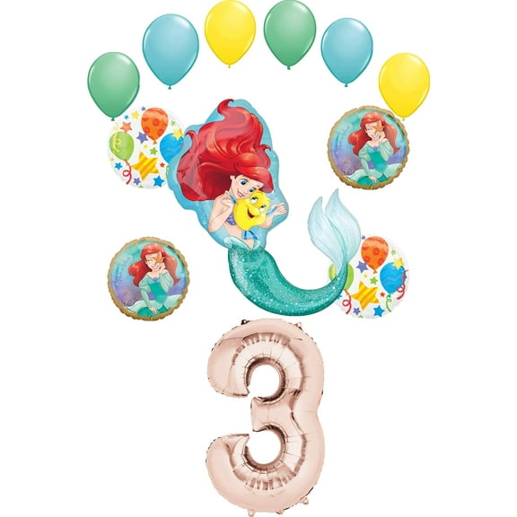 Little Mermaid Party Supplies Princess Ariel 3rd Birthday Balloon Bouquet Decorations