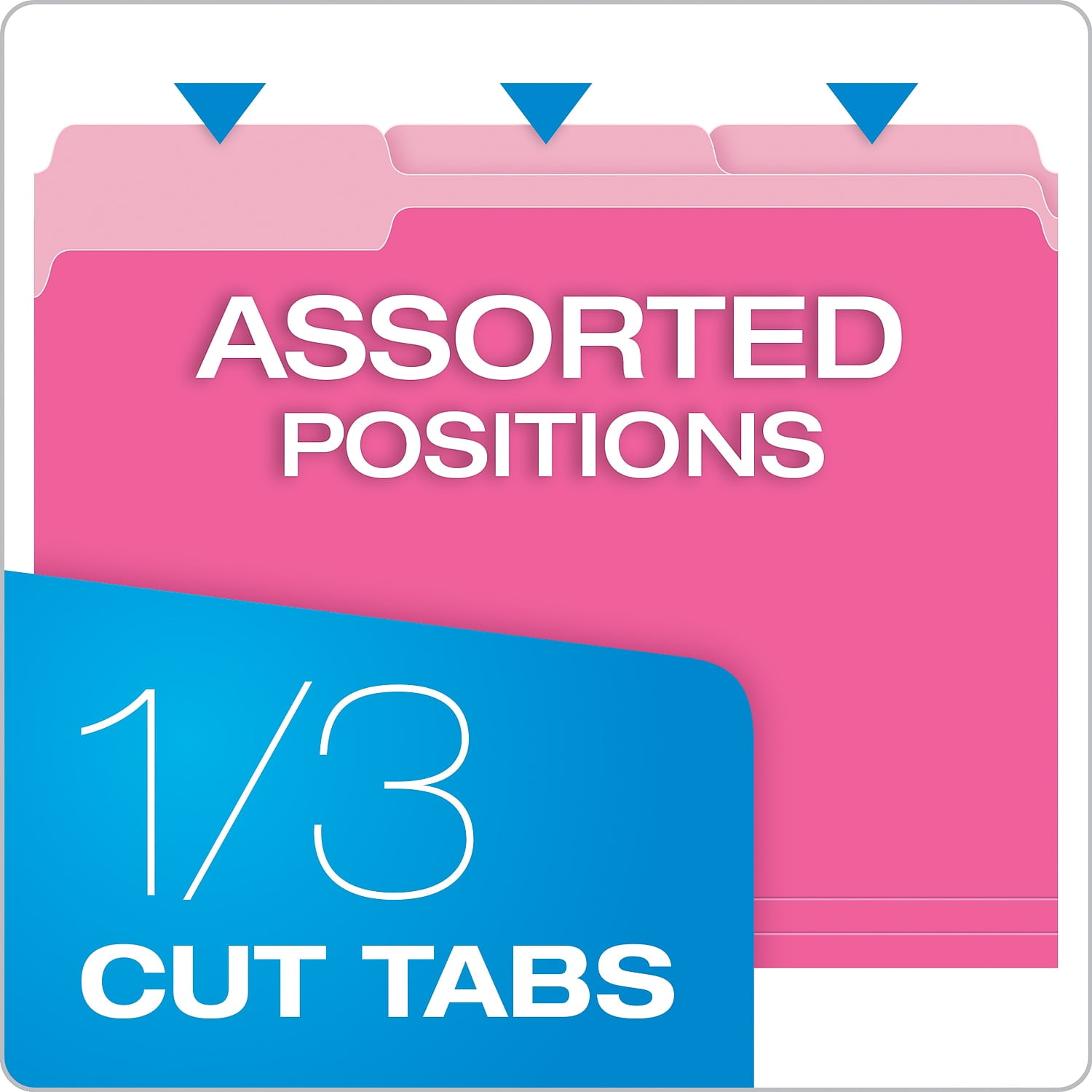 Pendaflex Interior File Folders 1/3 Cut Top Tab Letter Pink 100/Box 421013PIN