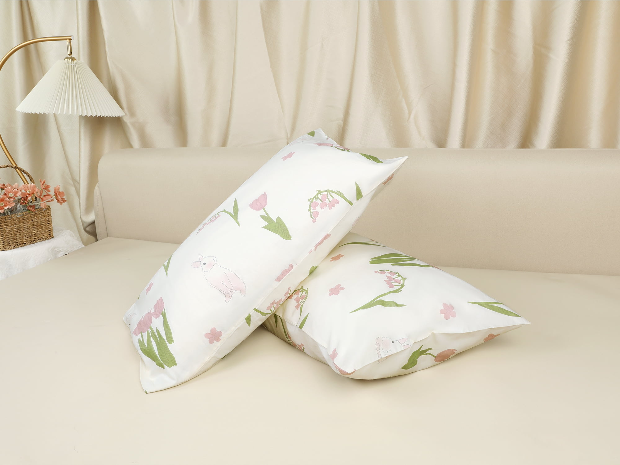 Unique Bargains Pillowcase Cotton Floral Pillow Cases with Envelope Closure Purple Flower
