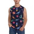 thumbnail image 3 of Uemuo Space Dinosaur Pattern Men's Sleeveless T-Shirt,Muscle Athletic Tank Top, Moisture-wicking Quick-dry Breathable Classic Tee Top for Gym Run Outdoor Sports-Small, 3 of 8