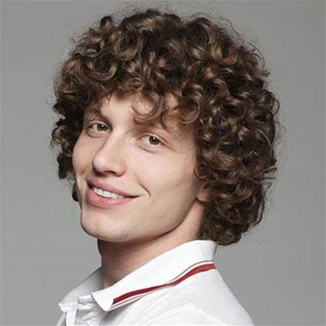 Tses-peluca Afro corta y rizada para hombre, disfraz de California para hombre, pelo sintético resistente al calor para uso diario, pelucas completas