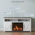 thumbnail image 4 of BELLEZE 58" TV Stand with 23" Electric Fireplace, Barn Door TV Stand for TVs up to 60", Wood Entertainment Center with Open Shelves and Cabinets - Corin (White), 4 of 7