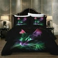 thumbnail image 4 of Bedding Set Children Duvet Cover Set with Cloth Bag 3D Green Black Cat Print Bedding Set,Queen (90"x90"), 4 of 6