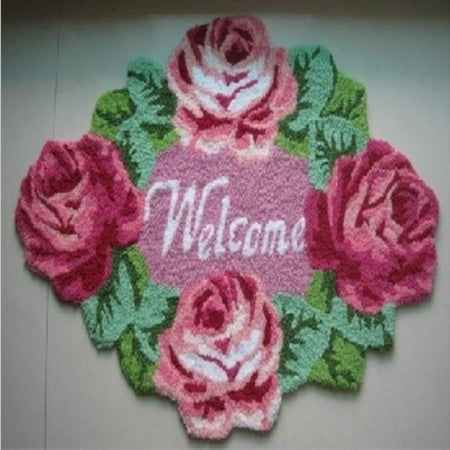 Diaidi Rose Welcome Carpet Floor Mat Handmade Rug Anti Slip Diaidi Rose Welcome Carpet Floor Mat Handmade Rug Anti Slip Modern Kitchen Area Rugs