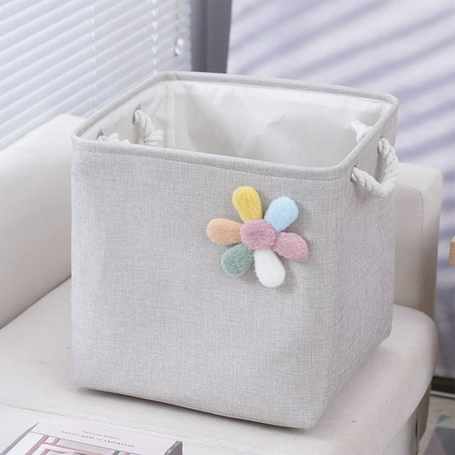 Cesta de tela plegable para el hogar | Organizador cúbico de 33 x 33 x 33 cm para ropa, juguetes y habitación infantil | Cesto de ropa plegable con asas en gris, caqui y rosa