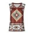 thumbnail image 4 of USSUMA Summer Tops For Women Trendy Western Aztec Ethnic Print Tank Tops for Women Summer Sleeveless Tops Retro V Neck Casual Loose Blouse Shirts, 4 of 8