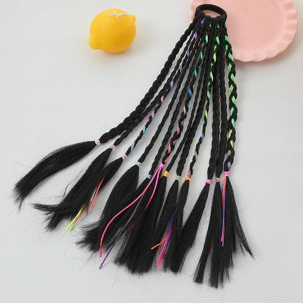 Zhuge Extensiones de cabello trenzado para postizos trenzados con bandas de goma Extensiones de cola de caballo trenzada larga Lazos para accesorios para el cabello de cosplay - B06