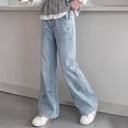 thumbnail image 5 of CAUYDY Tween Girl Embroidered Jeans School Girls Elastic Waist Denim Bottom Pants with Pocket Sizes 9-11 Years, 5 of 6