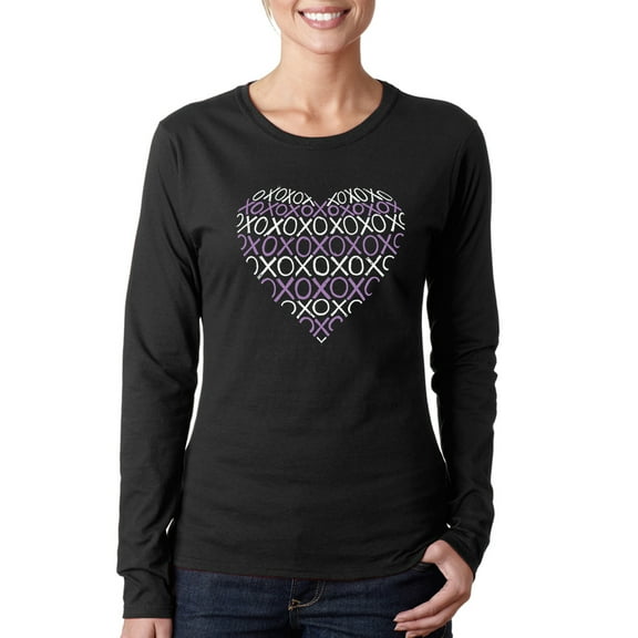 LA Pop Art Women's Word Art Long Sleeve T-Shirt - XOXO Heart
