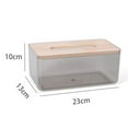 thumbnail image 3 of Caja de pañuelos rectangular nórdica para oficina, hogar, moderno, , dispensador de bambú, caja de almacenamiento, contenedor Negro L Macarena Soporte de cubierta de tejido, 3 of 7