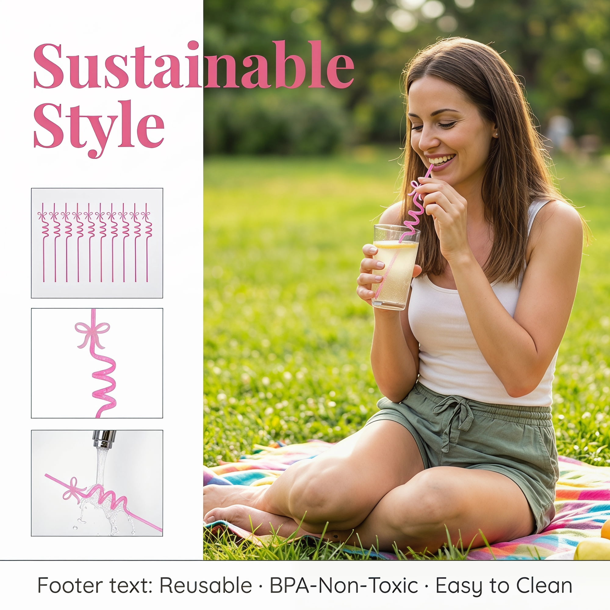 Unique Bargains 10Pcs Reusable Plastic Dishwasher Safe Straws Pink