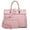 Pink, variant on Women's Handbag Flap-over Belt Shoulder Bag Top Handle Tote Satchel Purse Work Bag w/Matching Wristlet