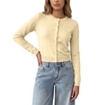 thumbnail image 2 of ClodeEU Women's Round Neck Button Front Knit Cardigan,Casual Long Sleeve Slim Fit Knit Outerwear ,Women's S-XXL, 2 of 7