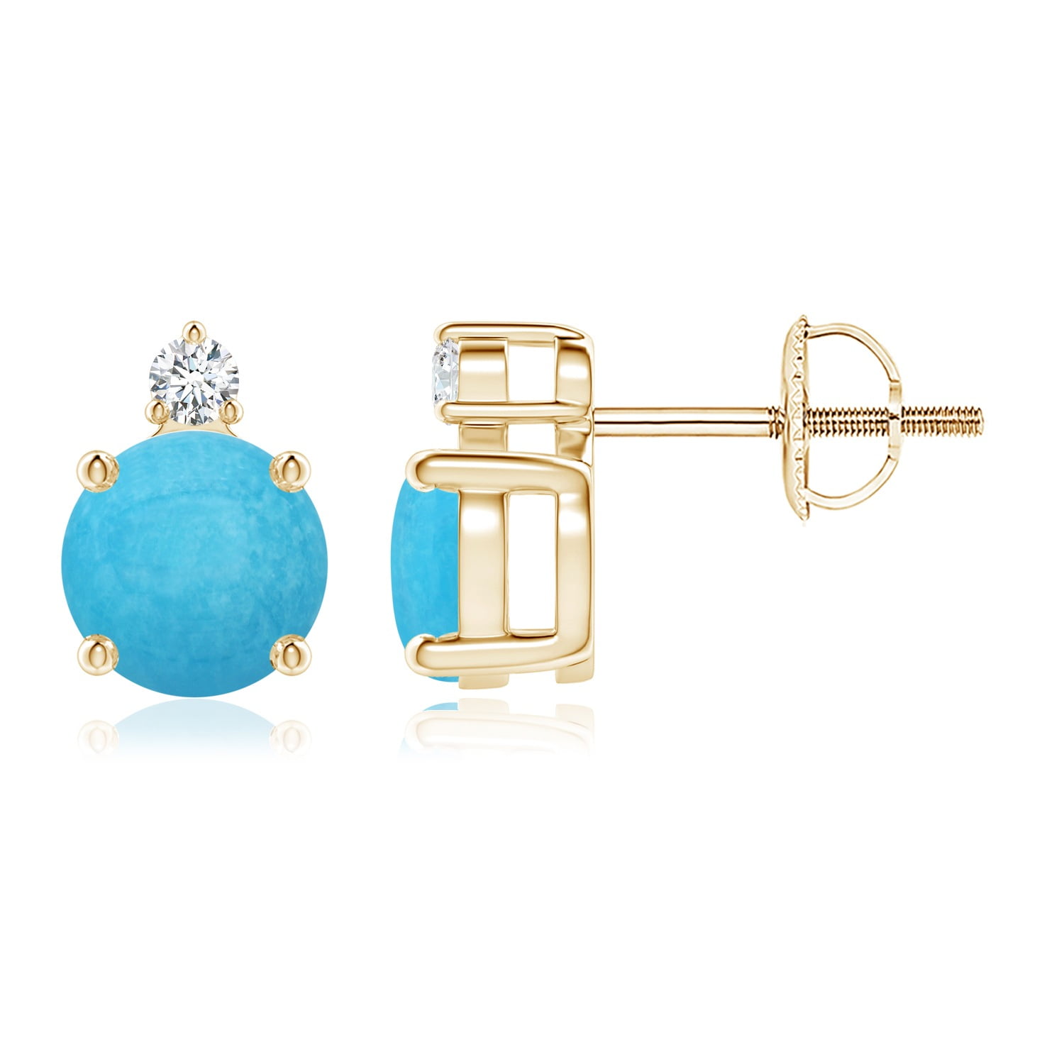 Details about   1ct Princess Classic Simulated Turquoise 18k Yellow Gold Earrings Screw back 