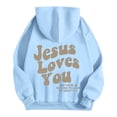 thumbnail image 3 of SIYUDAN Womens Hoodies Jesus Loves You Hoodie Letter Print Hoodies Oversized Pullover Sweatshirts Fall Fashion For Women Trendy Clothes For Teen Girls, 3 of 4