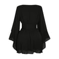 thumbnail image 4 of JOANKDMI Gothic Witch Costume for Women Long Bell Sleeve V-Neck Chiffon Dress Smocked Waist Flaring Mini Dress for Halloween Vampire Party Theme, 4 of 5