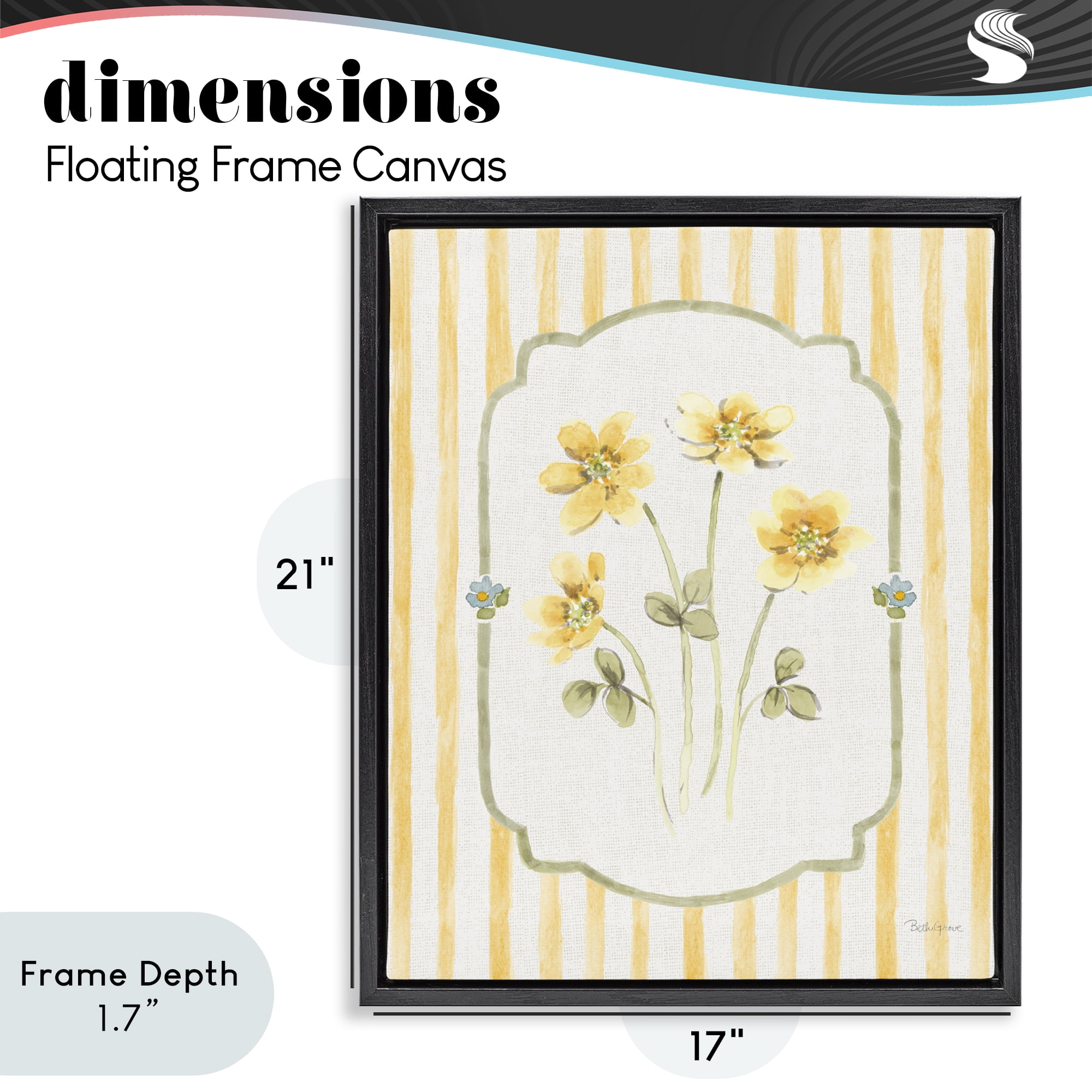 Stupell Industries Sweet Honey Flowers Black Framed Floater Canvas Wall Art, design by Beth Grove