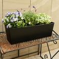 thumbnail image 3 of Scheam Metal Rectangular Railing Planter,4 Pcs Black Hanging Flower Pots with Detachable Hooks,Large Window Planter Boxes,Countryside Style Fence Flower Buckets,for Indoor Outdoor, 3 of 7
