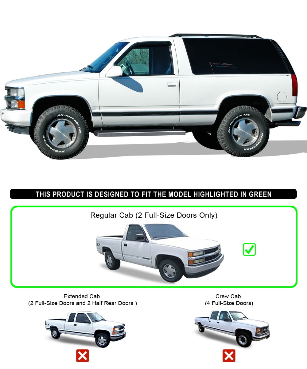 APS Running Boards 6 inches Compatible with Chevy GMC CK 1988-1998 Regular Cab & Chevy Tahoe 95-99 2Dr & GMC Yukon 92-99 2Dr (Exclude ZR2) (Nerf Bars Side Steps Side Bars)