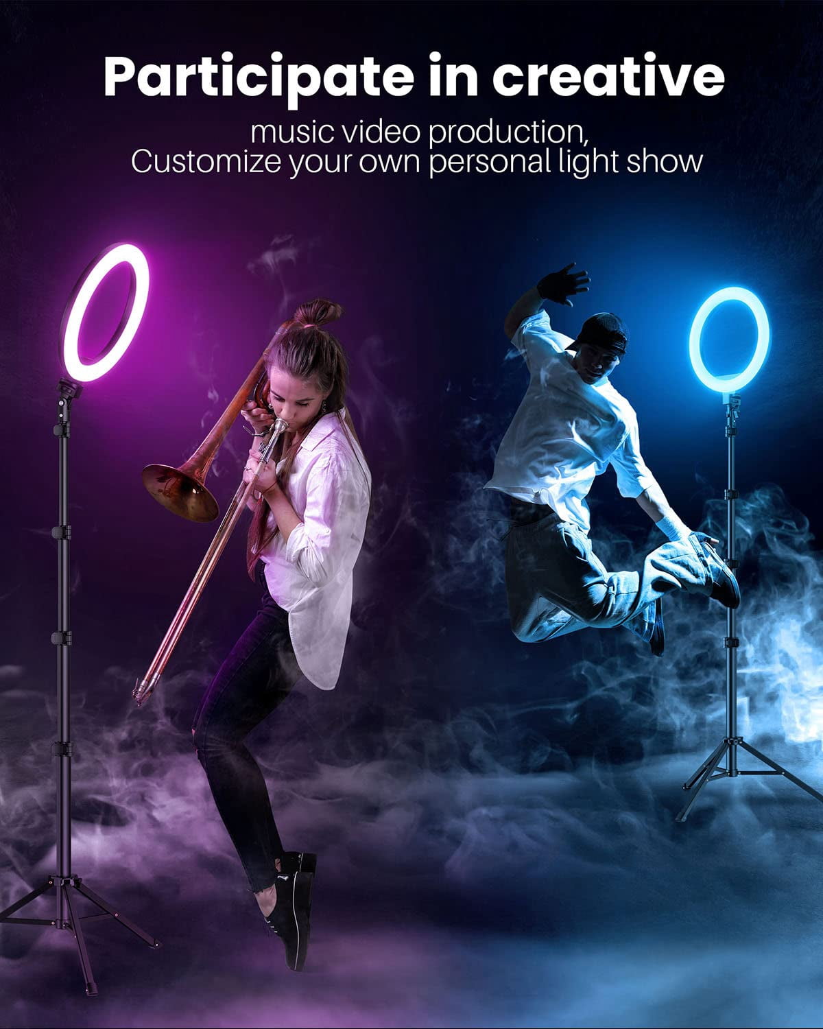 12'' Ring Light With Stand 72'' Tall & 2 Phone Holders 38 Color Modes Selfie Tripod  Big Led For Iphone/android/camera Makeup
