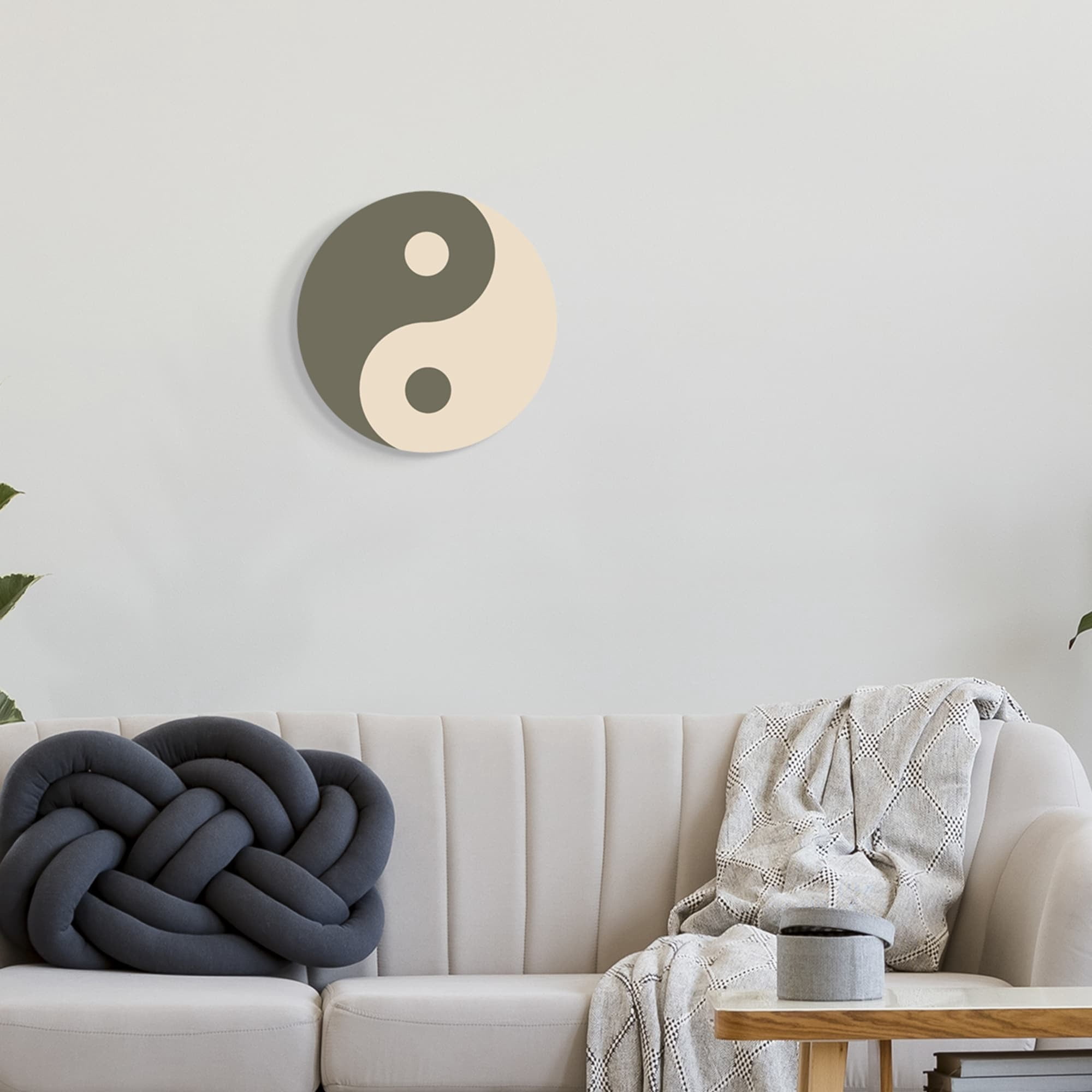 Stupell Industries Grey Taijitu Symbol Yin Yang Harmony Sign Graphic Art Unframed Art Print Wall Art, Design by Daphne Polselli