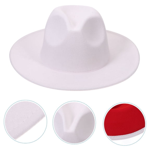 OUNONA Wide Brim Hat Women White Fedora Hat Classic Wool 1Set for Stylish Masquerade