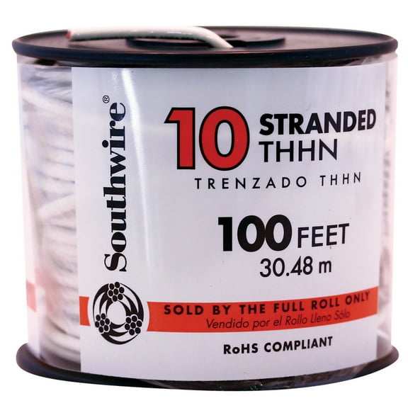 Southwire 22974084 100' 10 Gauge White Stranded THHN Wire