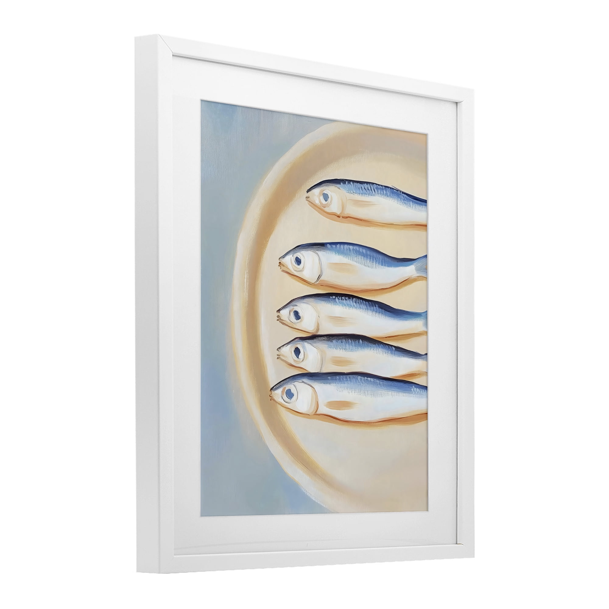 Stupell Industries Plate of Sardines White Framed Print Under Glass, design by The Prints Vibe