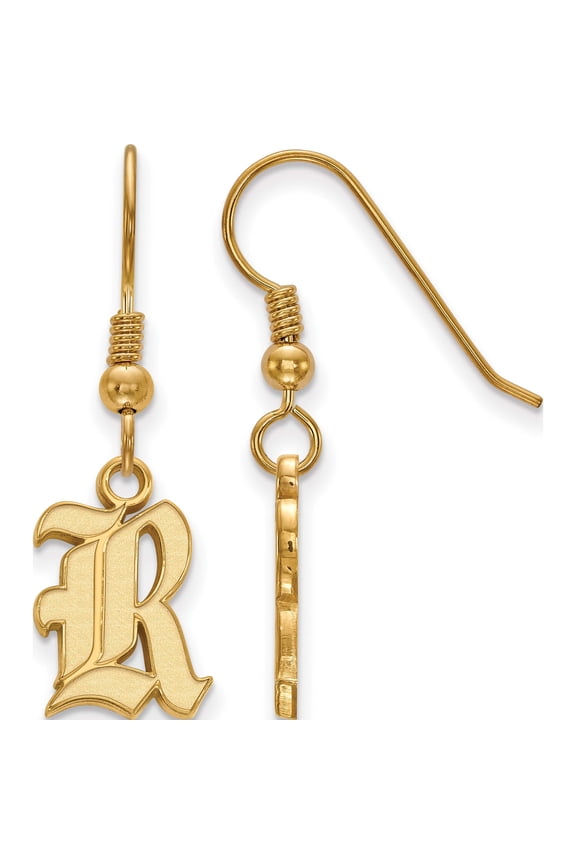 Ss/Gold Plated Sterling Silver With Gp Logoart Rice University Small Dangle Earrings (32 X 10) Made In United States gp003wmr