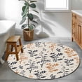 thumbnail image 3 of Orange Grey Botanical Round Area Rug 3.3Ft Washable Circle Rugs for Dining Room Table, Rustic Country Spring Floral Summer Leaf Non-Slip Carpet Floor Mats Indoor Outdoor Carpet Runner Home Decor, 3 of 8