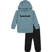 Timberland BLUE/BLACK Boys' 2 Pieces Hooded Pullover Pants Set, US 3T