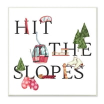 Stupell Industries Hit the Slopes Phrase Winter Sports Motivational Sports Painting Unframed Art Print Wall Art, 12 x 12