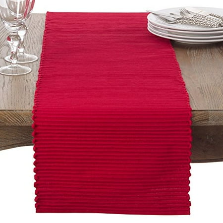 

Fennco Styles Classic Everyday Ribbed Cotton Table Runner 13 W x 54 L - Red Table Cover for Home Dining Room Holiday Wedding Christmas and Special Occasion