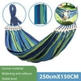 thumbnail image 3 of Double Camping Hammock - Outdoor Portable Cotton Hammock with Two Anti Roll Balance Beam, Max 500 lbs Weight Capacity,Perfect for Camping, Hiking, and Travel - Blue, 3 of 7