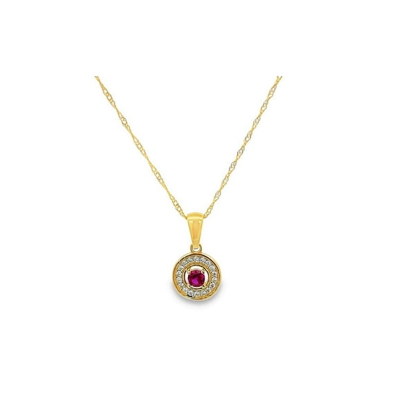 Gargantilla Oro 10k piedra roja Horoz 45cm