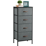 Yaheetech Narrow 4 Drawer Fabric Storage Tower for Small Space, Dark Gray