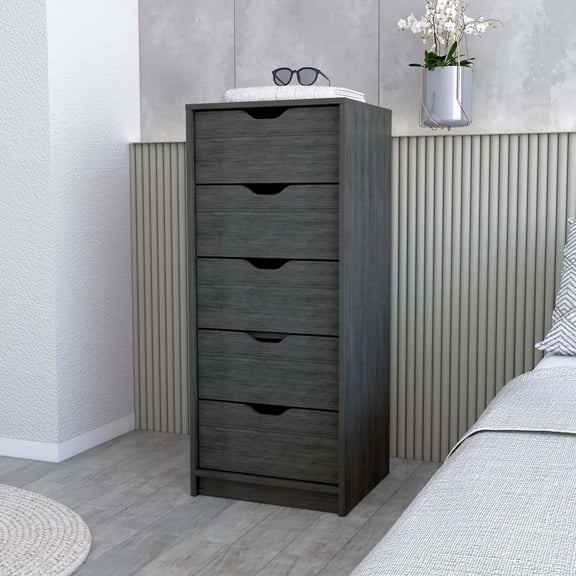 Miekor Furniture Logan Smokey Oak 5 Narrow Drawer Dresser B5A9068