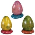 thumbnail image 2 of Stoneage Arts:Decorative Natural Stone Eggs with Stand for Home Decor, Handcarved and Designed In Kenya.(3 Pack Set, Batik, Color Ring ST), 2 of 9