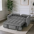 thumbnail image 2 of BSHTI 52.75-inch Pull-out Sleeper Sofa Bed, Velvet Upholstery, 3-Angle Adjustable Backrest, Storage Side Pocket, Twin-Size Loveseat Futon Sofa, Medium Gray, 2 of 15