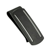 Men's Black Stainless Steel Two-Tone Striped - Mens Money Clip