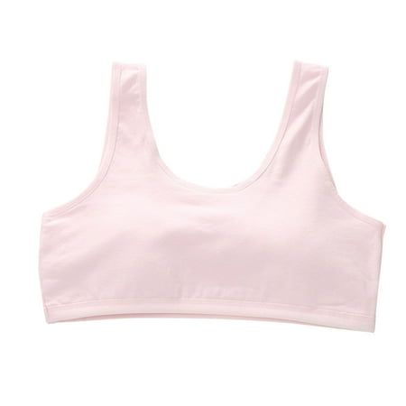 Girls Training Bras Comfort Bralette Junior Tween Girl Everyday T-Shirt Bra No-Padded Comfy Solid Underwear  Pink  M