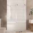 thumbnail image 2 of 56-60" W x 60" H Frameless Shower Door, 1/4" Tempered Glass, Brushed Nickel, 2 of 14