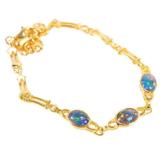 ETERNAL BLISS 18kt GOLD PLATED GENUINE AUSTRALIAN BLACK OPAL BRACELET