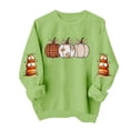 thumbnail image 3 of TKLPEHG Fall Pumpkin Sweatshirt for Women Plaid Pumpkin Graphic Pullover Vintage Halloween Thanksgiving Casual Long Sleeve Tops (Green,XXL), 3 of 6